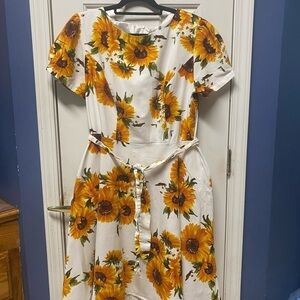 tagunop Women's Boatneck Vintage 1950s Cocktail Party Dress with Puff Sleeve 3X